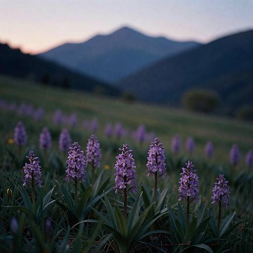 Twilight Mountain Meadow of Spring Orchids