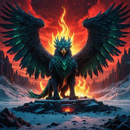 Colossal Griffin in Frozen Wasteland