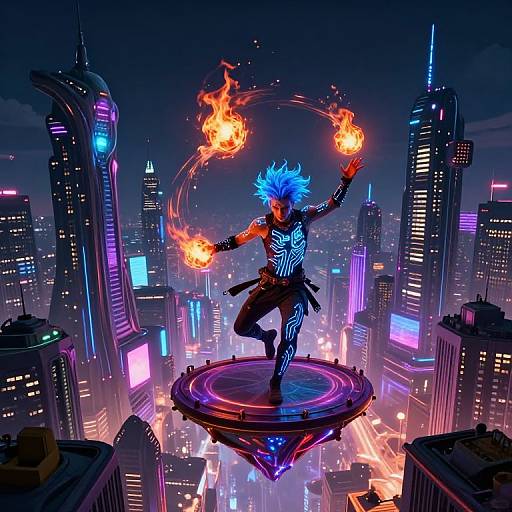 Alien Neon City Nightscape