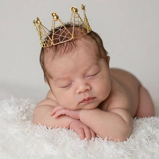 Serene Newborn Baby Portrait with Crown