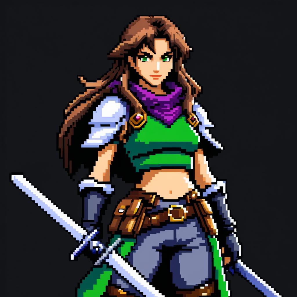 Anime-Style Pixel Art Female Rogue