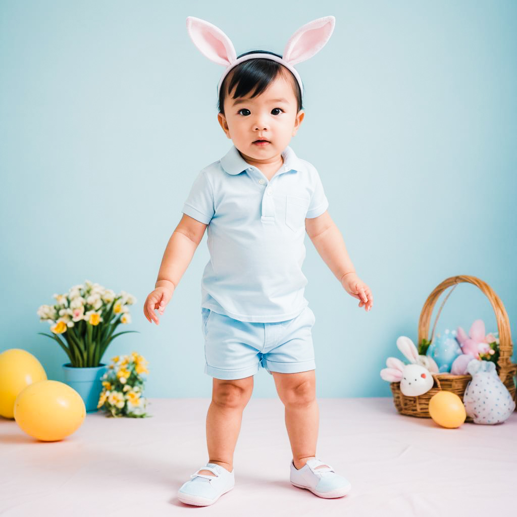 Playful Toddler in Stylish Easter Outfit