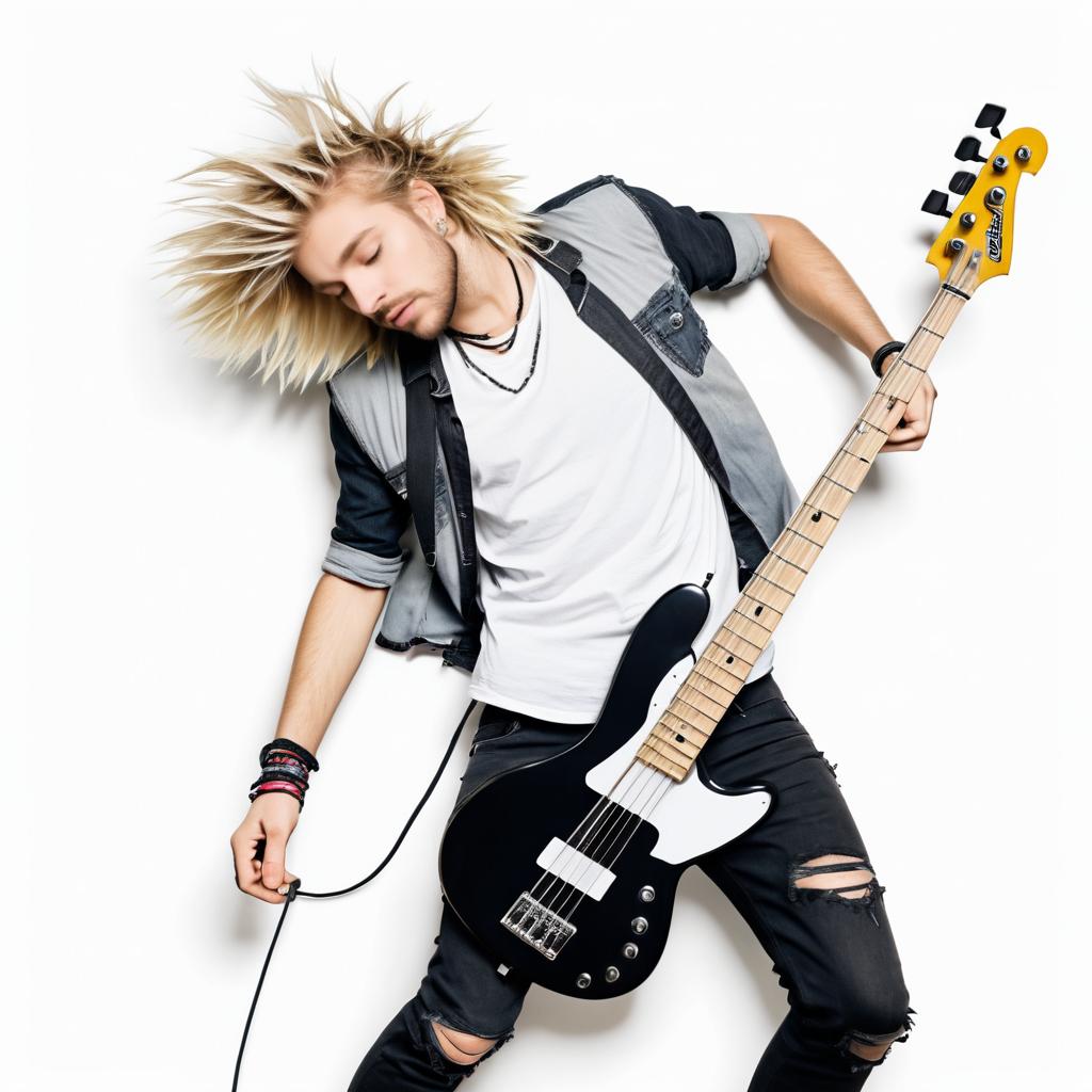 Energetic Young Rock Bassist in Motion