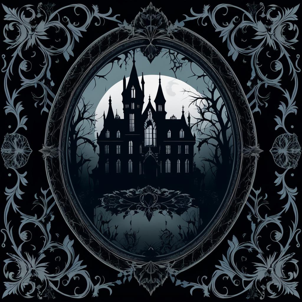 Cursed Mirror in Gothic Manor Illustration