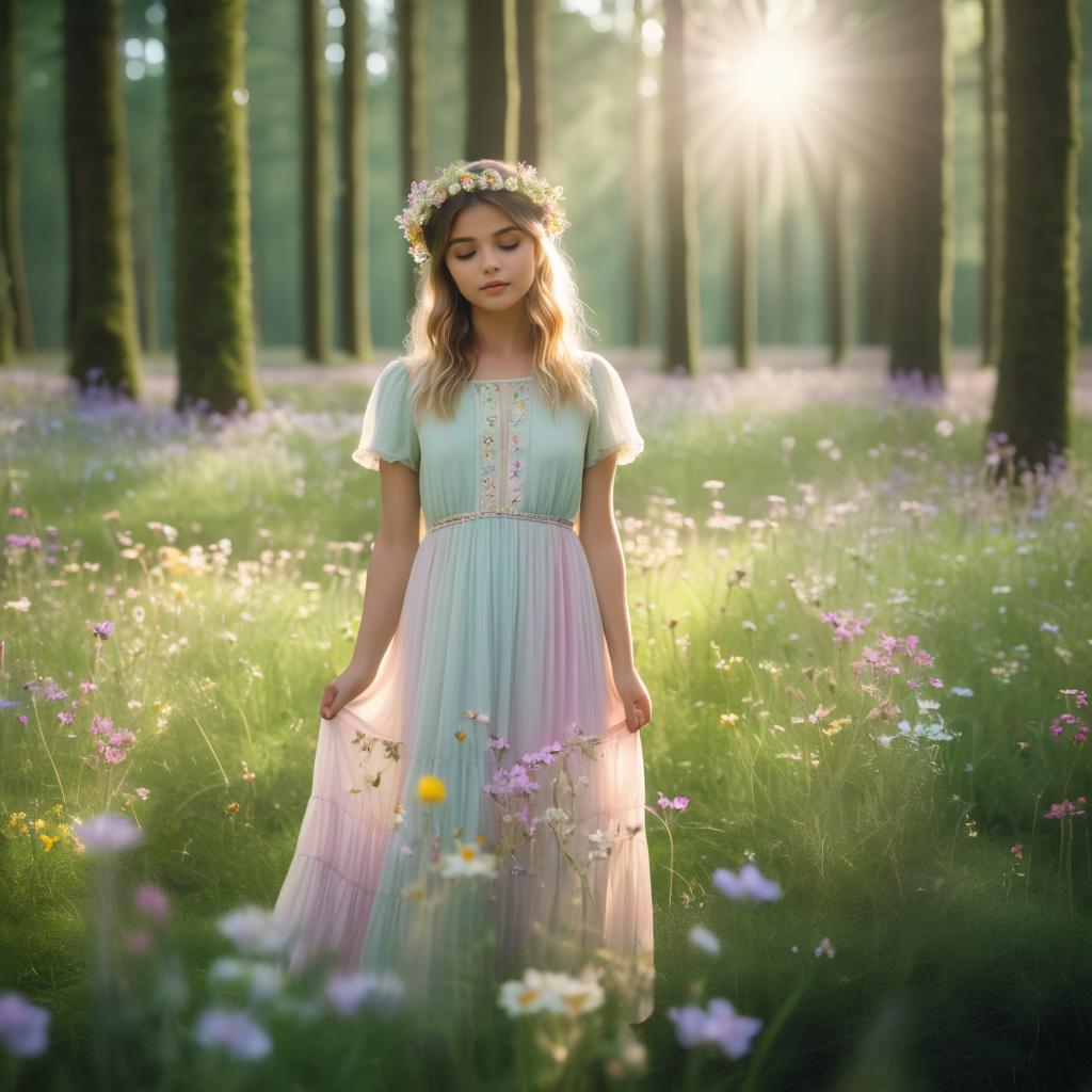 Tranquil Forest Glade with Flower Crown