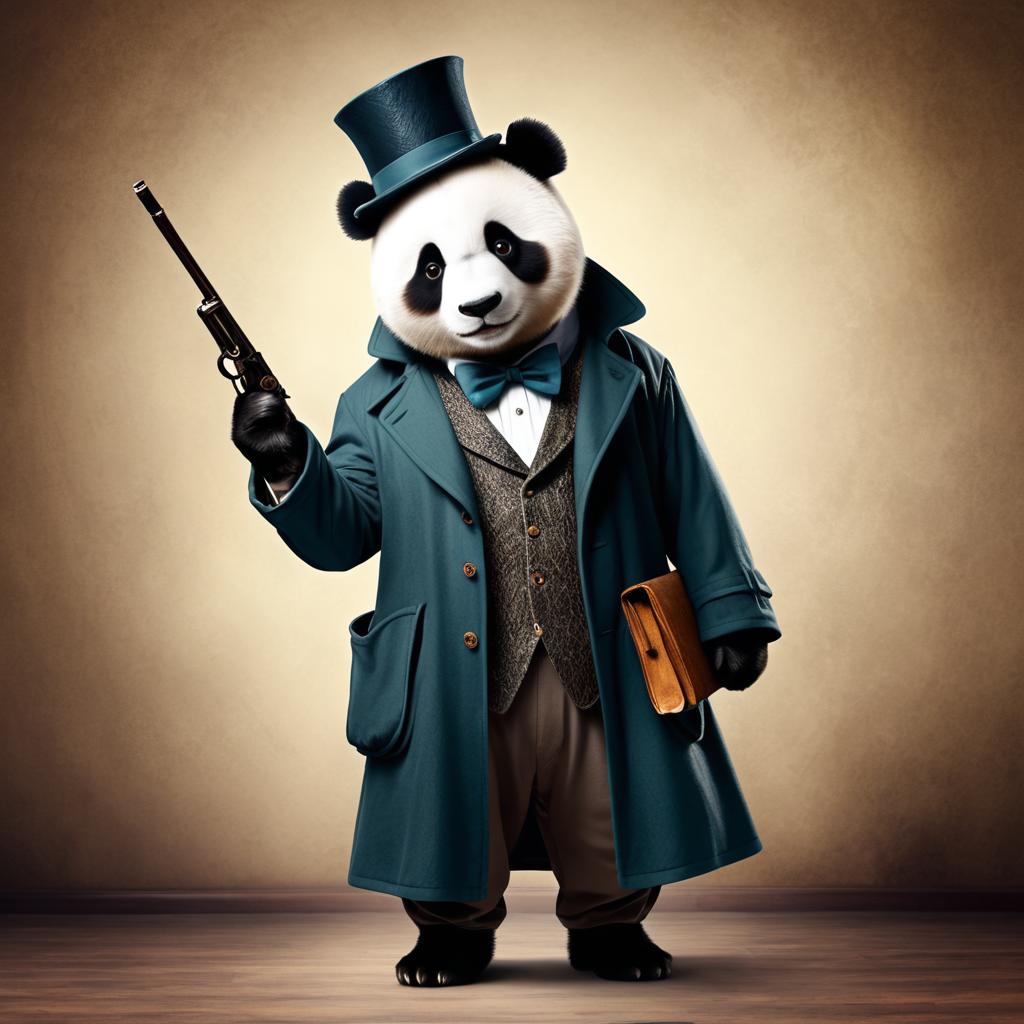 Whimsical Panda Detective in Style