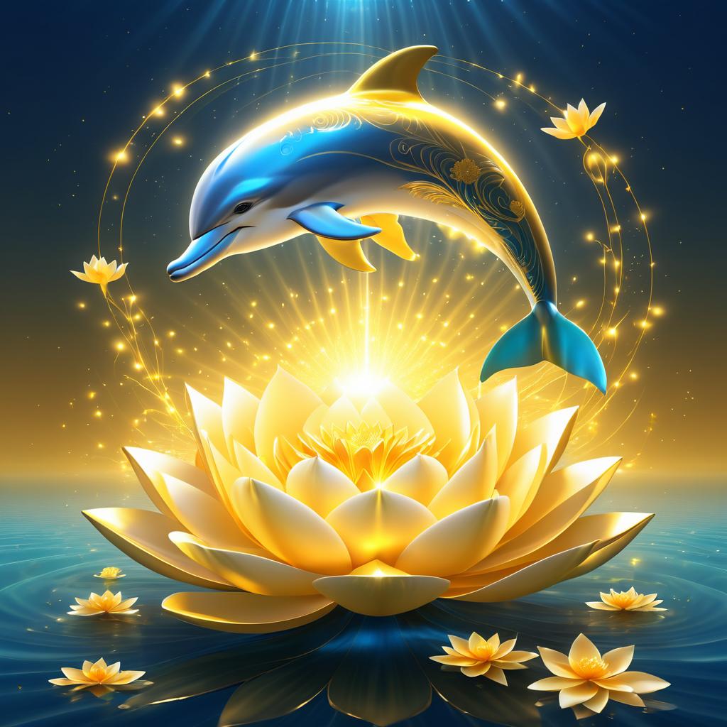 Ethereal Dolphin on a Golden Lotus