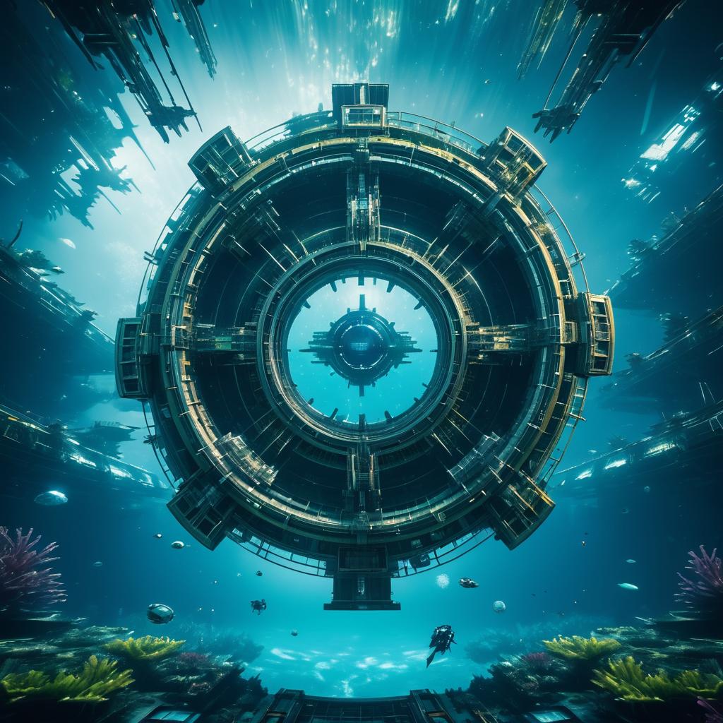 Epic Cyberpunk Underwater Space Station Scene