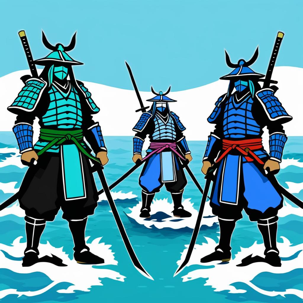 Oceanic Samurai Art in MSPaint Style