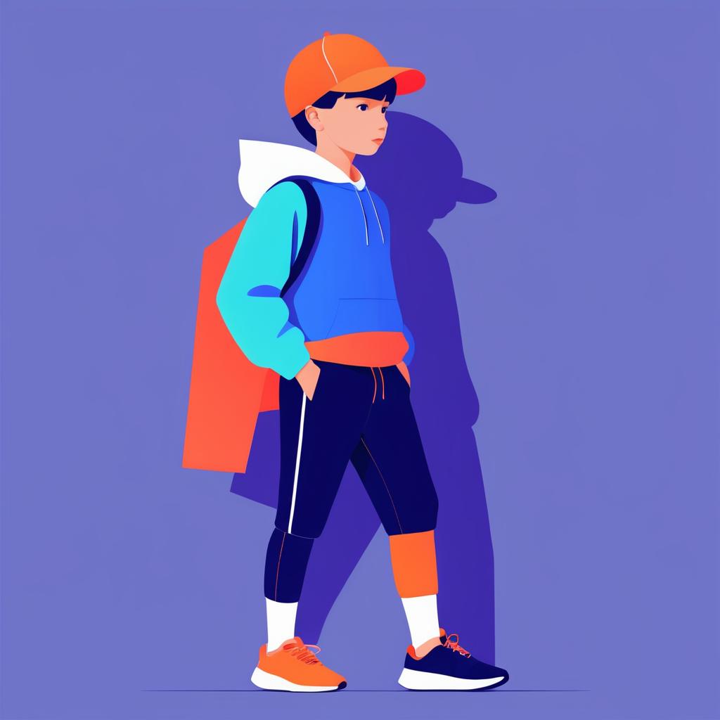 Minimalist Vector Illustration of Sports Boy