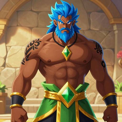 Vibrant Muscular Male Warrior Portrait