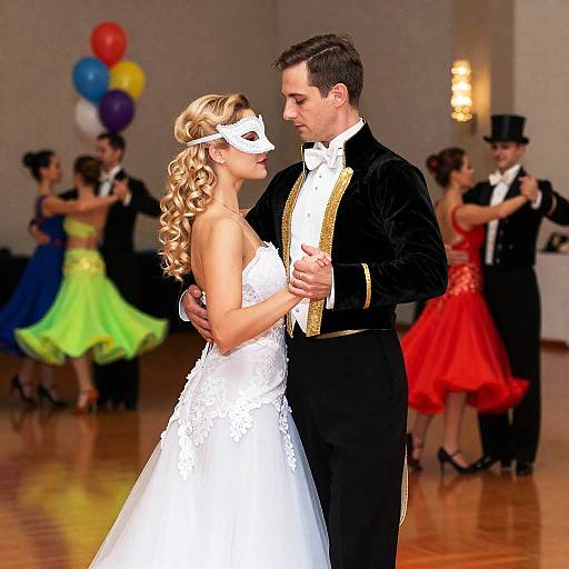 Elegant Ballroom Dance with Colorful Atmosphere