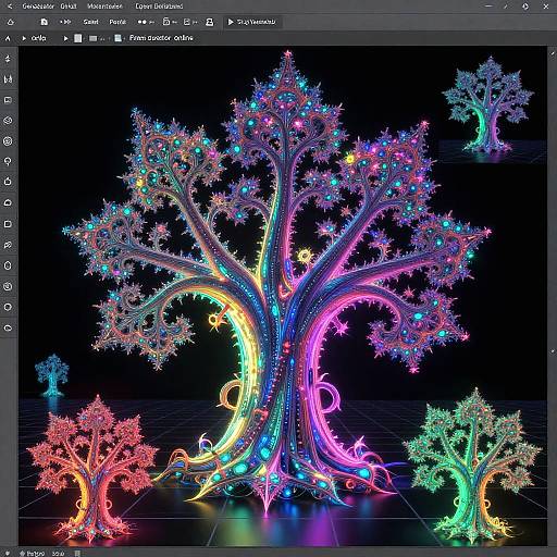 Neon Fractal Trees Generator Tool