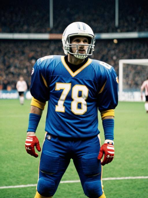 American Football Player in Blue Uniform