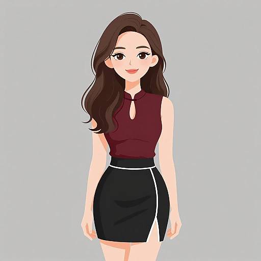 Chic Woman Smiling in Burgundy Blouse