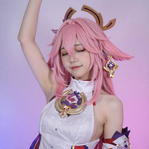 Pastel Pink Haired Cosplay Portrait