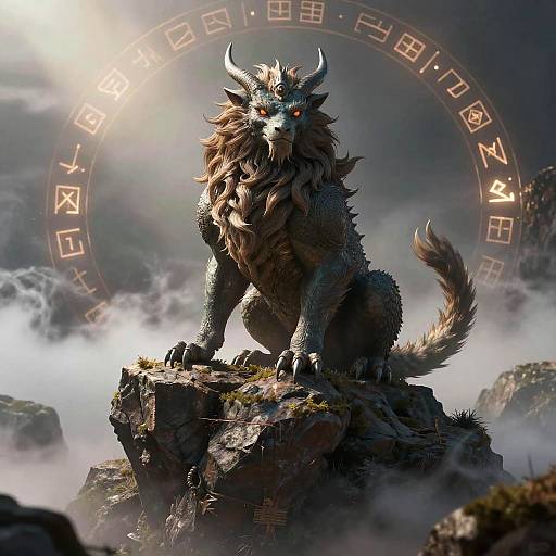 Ancient Mythical Creature on Cliff