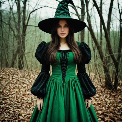 Enchanting Witch in Green Dress