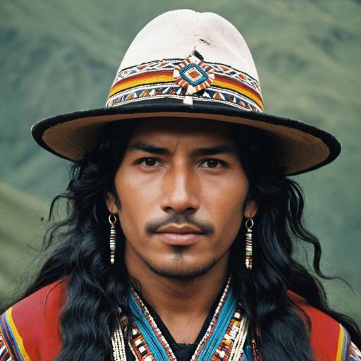 Portrait of Andean Man in Traditional Attire