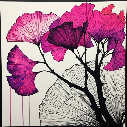 Vibrant Ginkgo Silhouette Art with Accents