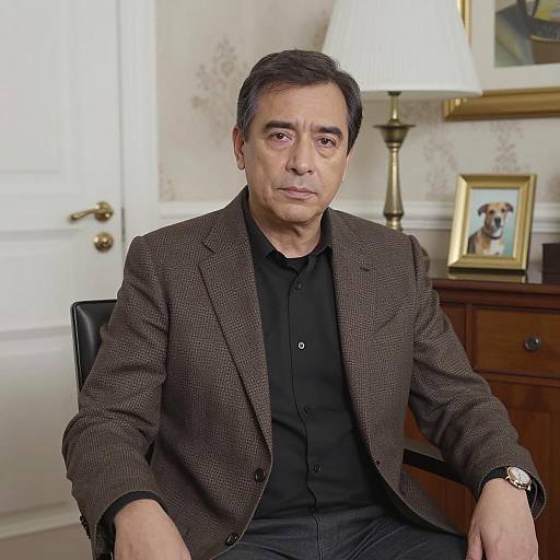 Portrait of a Middle-Aged Man in Brown Blazer