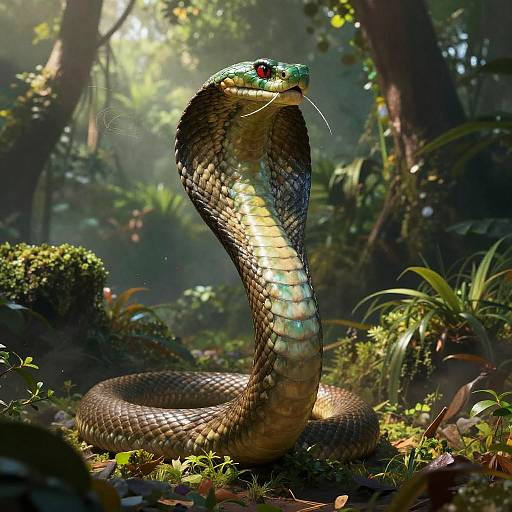 Gigantic Emerald Cobra in Jungle