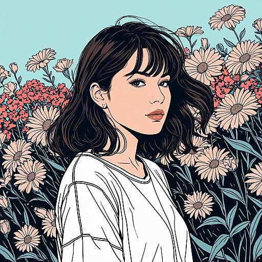Dreamwave Floral Girl Illustration