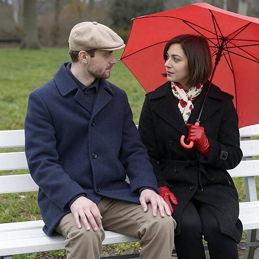 Romantic Park Scene with Umbrella