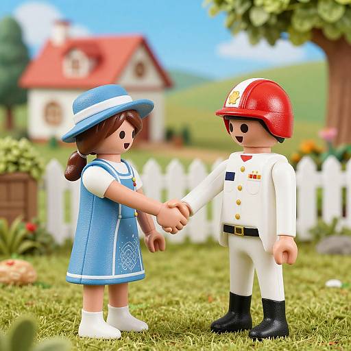 Playmobil Figures Handshake in Countryside