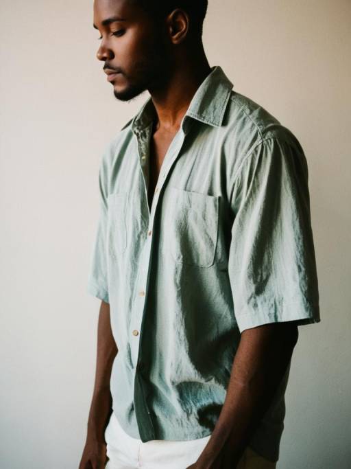 Pensive Young Man in Casual Shirt