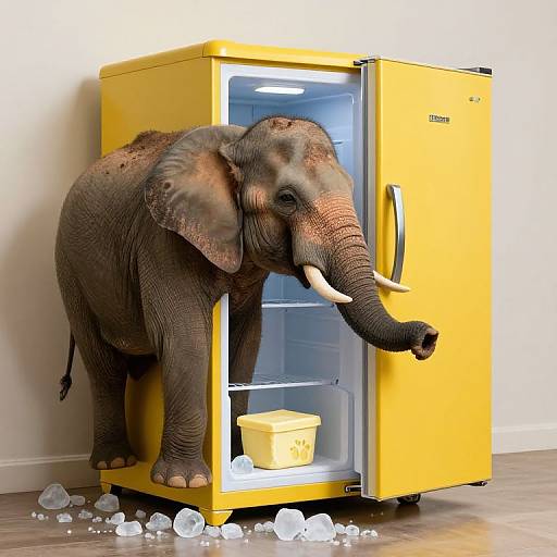 Surreal Elephant Inside Refrigerator