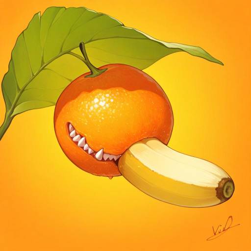 Vibrant Banana Dancer with Citrus Background Vibrant Banana Dancer with Citrus Background
