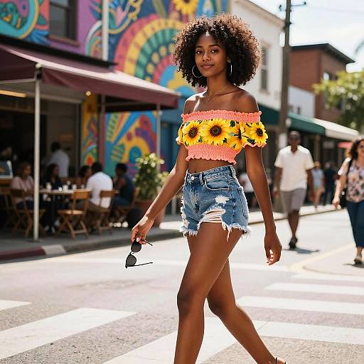 Sunlit Street-Style Fashion Portrait