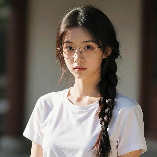 Young Woman with Glasses and Braid