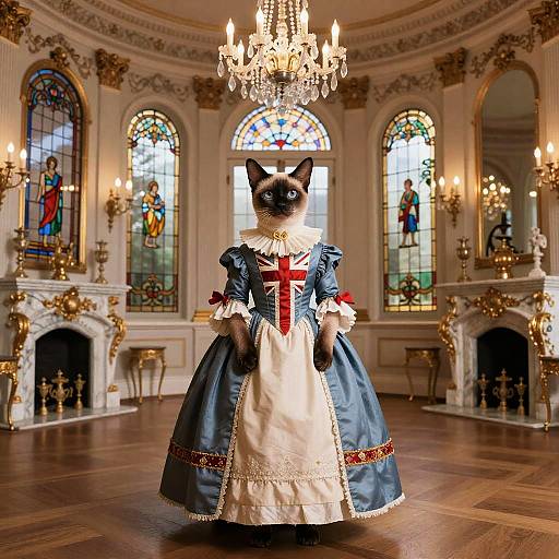 Victorian Burmese Cat in Wes Anderson Style