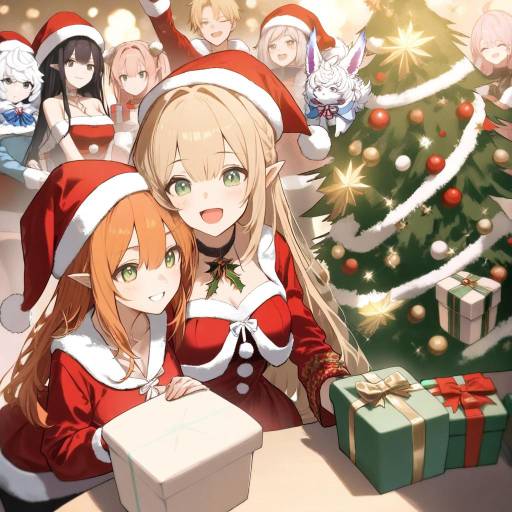Christmas Gathering with Colorful Characters