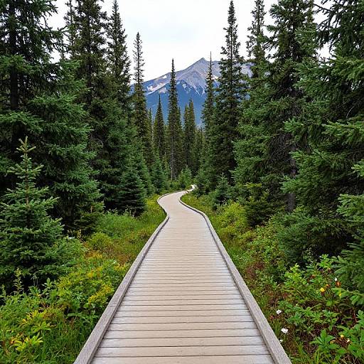 Winding Pathway Through Evergreen Forest