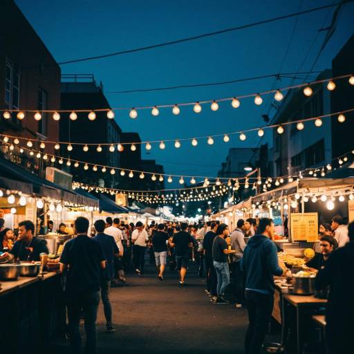 Lively Street Food Festival at Dusk