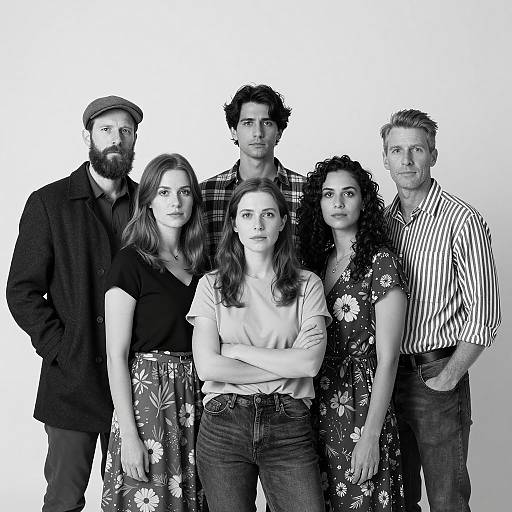 Close Group Portrait in Black and White