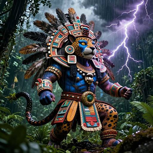 Tlaloc Aztec Rain God with Jaguar Headdress