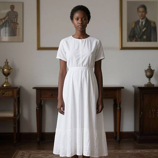 Woman Freedom Fighter in White Dress