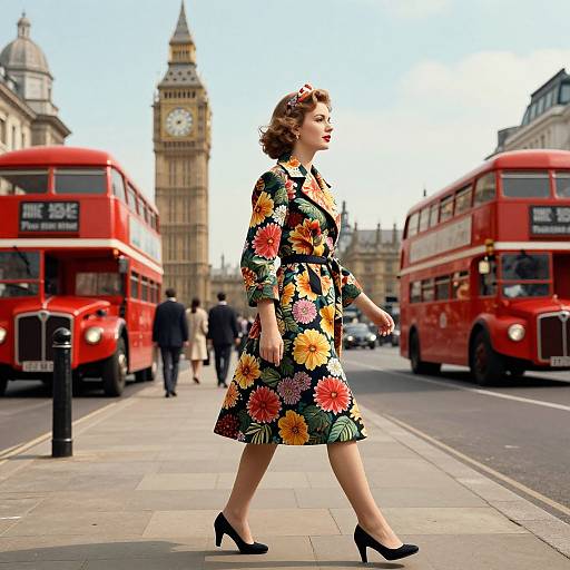 Retro 1968 London Street Scene