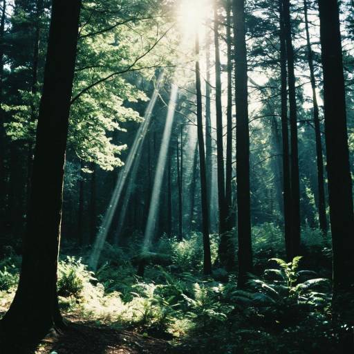 Sunlight Rays Through Dense Forest