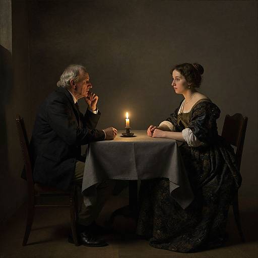 Elderly Couple Candlelit Serenity