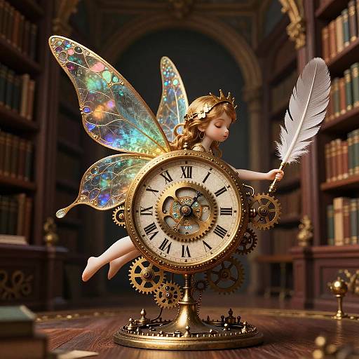 Clockwork Fairy in Enchanted Library