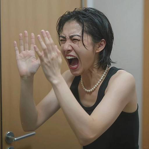 Dramatic Portrait of a Wet-Haired Woman