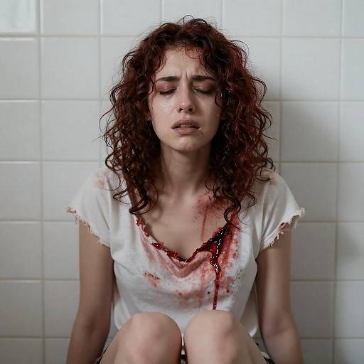 Haunting Image of Blood-Stained Despair