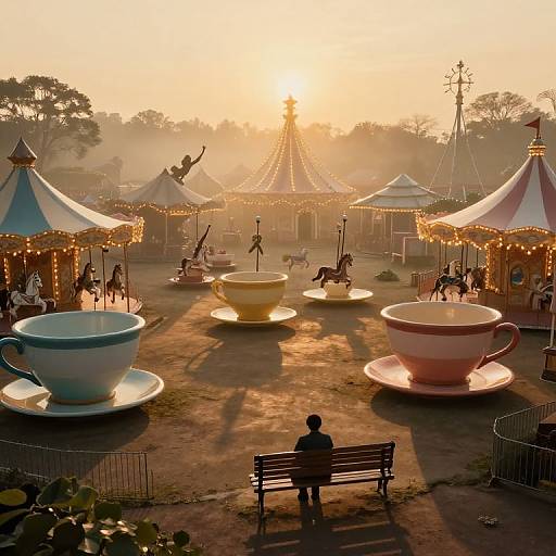 Whimsical Vintage Amusement Park Twilight
