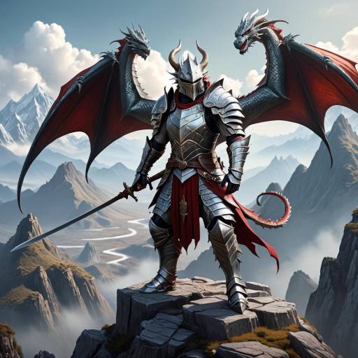 Armored Knight with Two-Headed Dragon
