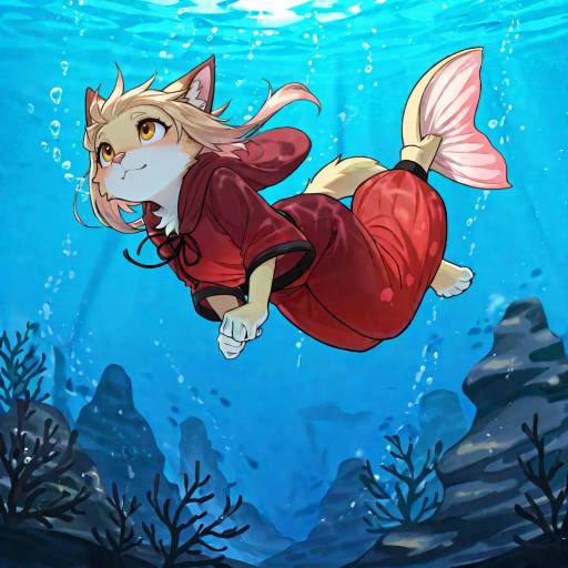 Festive Anthropomorphic Goldfish Underwater Art